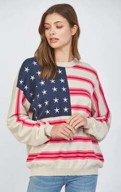 FATE American Flag Pullover Oversized Sweater Small